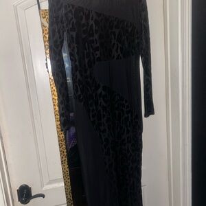 Fashion Nova Black Animal Print Long Sleeve Dress